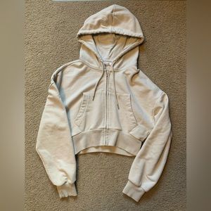 Garage Tan Cropped Zip Up Hoodie Size XS
